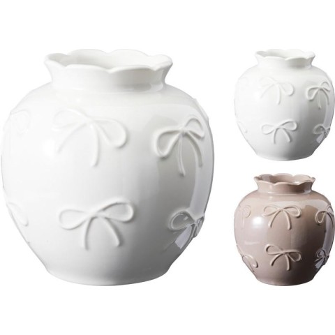 VASO CERAMICA TONDO FIOCCO IN RILIEVO H.15